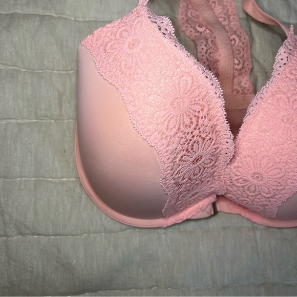 Aerie Light Pink Lace Trimmed Underwire Racerback Push Up Bra Size 32DDD - Picture 5 of 11